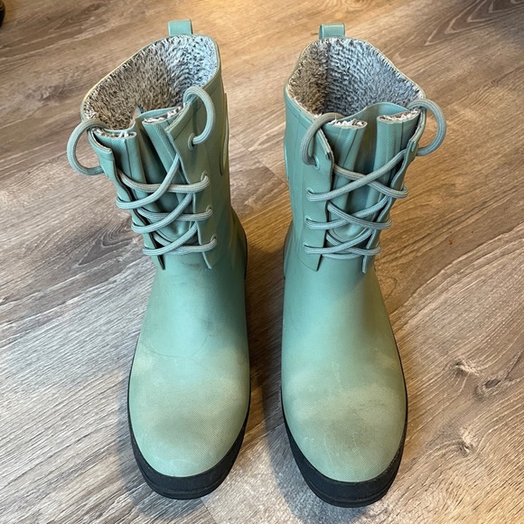 Bogs Amanda II Plush Lace Up Waterproof Boots Faux Fur Jade Green Women 10 EU 41 - Picture 3 of 12
